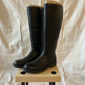 Black leather knee high boots